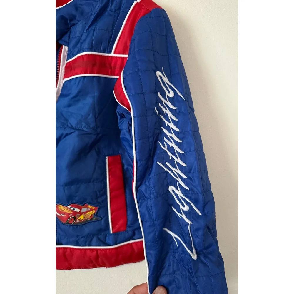 Lightning Mcqueen Disney Fleece Lined Bomber Light Puffer Jacket Zip Size 3 NEW